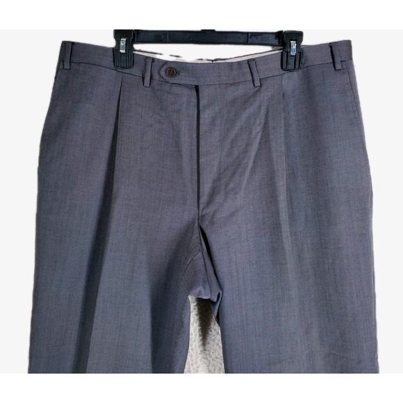 Canali Pure Wool Pleated Dress Pants Mens 40 Gray Wide Tapered Trouser (37x29)